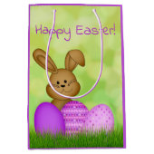 Cute Colorful Cartoon Easter Bunny Kids ミディアムペーパーバッグ (正面)