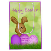 Cute Colorful Cartoon Easter Bunny Kids ミディアムペーパーバッグ (裏面)
