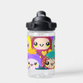 Cute Colorful Cartoon People Characters ウォーターボトル (背面)