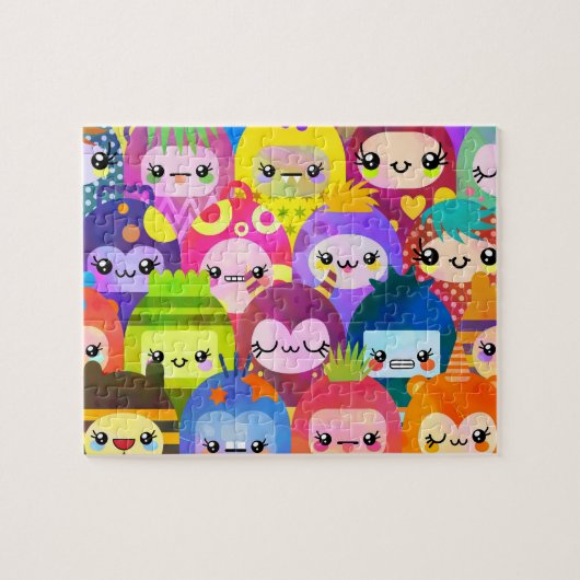 Cute Colorful Cartoon People Characters ジグソーパズル (横)
