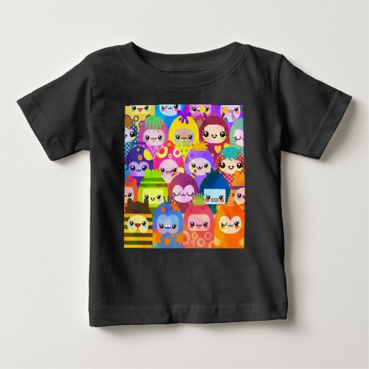 Cute Colorful Cartoon People Characters ベビーTシャツ (正面)