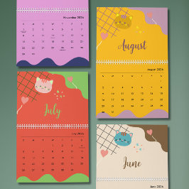 Cute Colorful Cat Calendar 2026 カレンダー