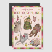 Cute Colorful Cat Lover Christmas Card Magnet (正面/裏面)