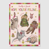 Cute Colorful Cat Lover Christmas Card Magnet (正面)