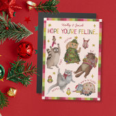 Cute Colorful Cat Lover Christmas Card Magnet