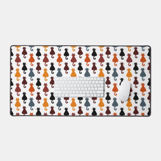 Cute Colorful Cat Pattern デスクマット (キーボード&マウス)
