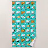 Cute Colorful Cat Pattern 🐱🎨 Playful Yarn Ball  ビーチタオル (正面)