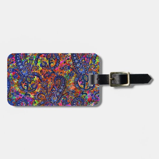 Cute colorful chakra pattern checkbook cover ラゲッジタグ (正面横)