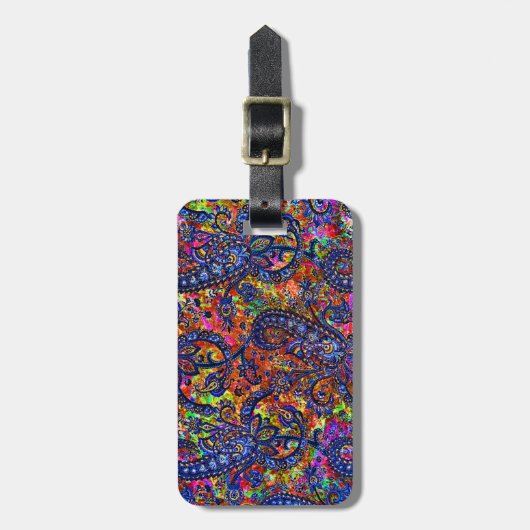 Cute colorful chakra pattern checkbook cover ラゲッジタグ (正面縦)