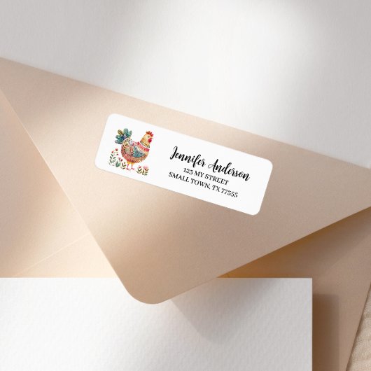 Cute Colorful Chicken Fun Address ラベル