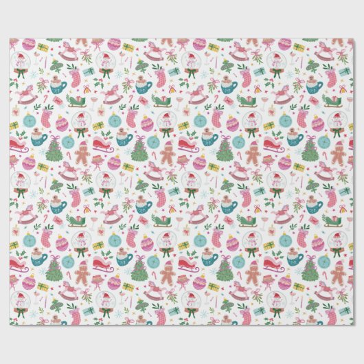 Cute Colorful Christmas ラッピングペーパー (フラット)