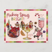 Cute Colorful Cocktail Cats Making Spirits Bright シーズンポストカード (正面)