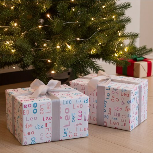 Cute Colorful Customized Name Gift Wrapping Paper ラッピングペーパー