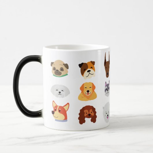 Cute Colorful Dog Breeds Pattern Coffee Mug モーフィングマグカップ (左)