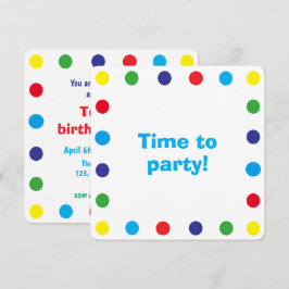Cute & Colorful Dots Kids Birthday Party 招待状
