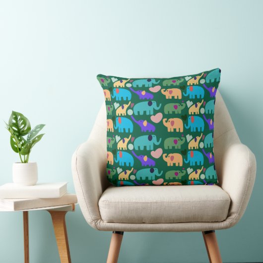 Cute Colorful Elephant Seamless Pattern クッション (椅子)