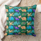 Cute Colorful Elephant Seamless Pattern クッション (ブランケット)