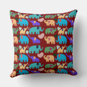 Cute Colorful Elephant Seamless Pattern クッション (裏面)