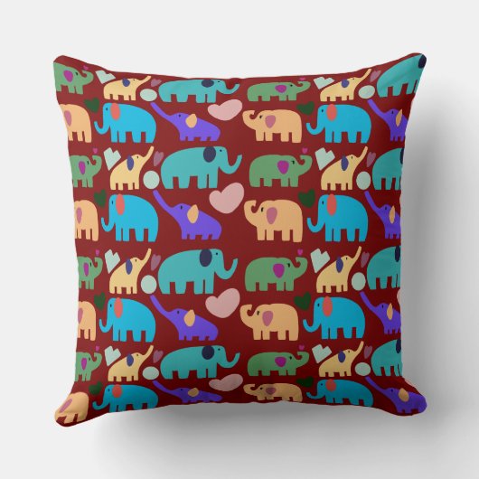 Cute Colorful Elephant Seamless Pattern クッション (裏面)