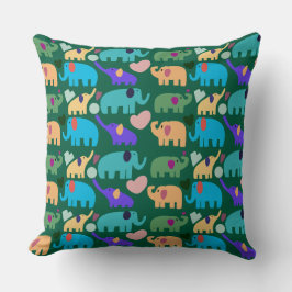 Cute Colorful Elephant Seamless Pattern クッション