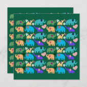 Cute Colorful Elephant Seamless Pattern 招待状 (正面/裏面)