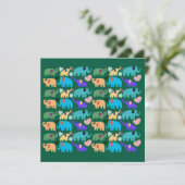 Cute Colorful Elephant Seamless Pattern 招待状 (スタンド正面)