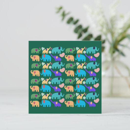 Cute Colorful Elephant Seamless Pattern 招待状 (スタンド正面)