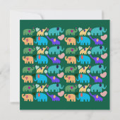 Cute Colorful Elephant Seamless Pattern 招待状 (裏面)