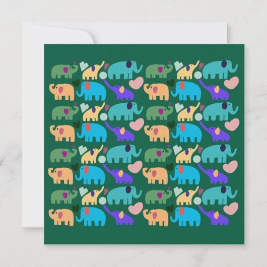Cute Colorful Elephant Seamless Pattern 招待状 (裏面)