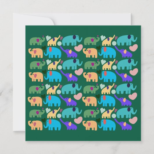 Cute Colorful Elephant Seamless Pattern 招待状 (正面)