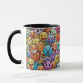 Cute Colorful Emoji Faces Pattern Mug マグカップ (左)