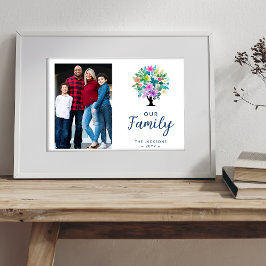 Cute Colorful Floral Family Tree ポスター