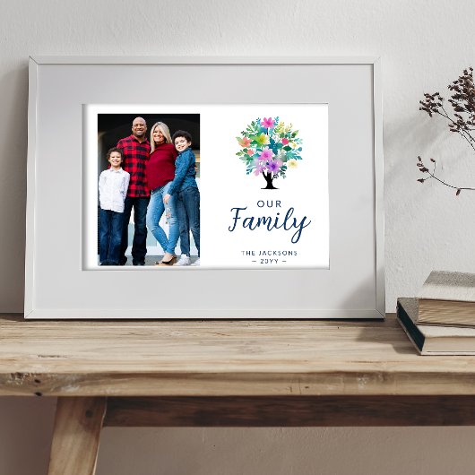 Cute Colorful Floral Family Tree ポスター