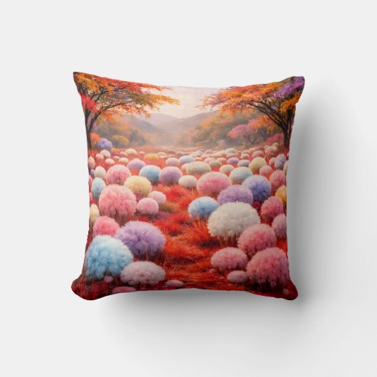 Cute Colorful Fluffy Forest Kids Pillow クッション (正面)
