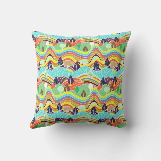 Cute colorful forest patterns クッション (裏面)