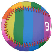 Cute Colorful Fun Rainbow Stripes Custom Name Team ソフトボール (正面左)