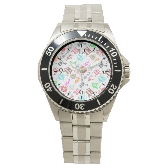 Cute colorful funny monsters patterns 腕時計 (正面)