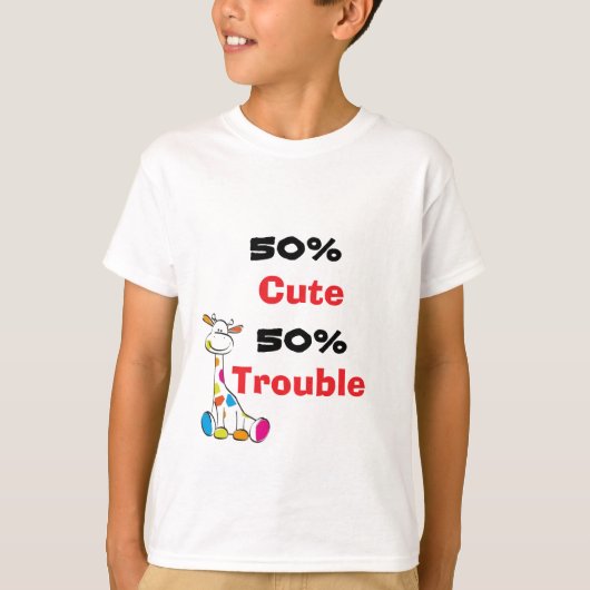 Cute Colorful Giraffe 50% Trouble Art Tシャツ (正面)