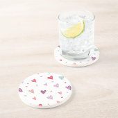 Cute Colorful Hand-Drawn Hearts Sandstone Coaster コースター (側面)