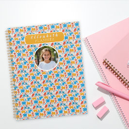 Cute Colorful Handrawing animals Custom Name Photo プランナー手帳