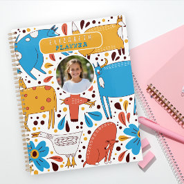 Cute Colorful Handrawing animals Custom Name Photo プランナー手帳