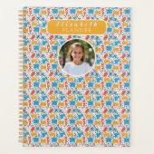 Cute Colorful Handrawing animals Custom Name Photo プランナー手帳 (正面)