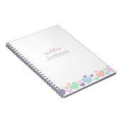 Cute Colorful Heart Purple Girly Script ノートブック (右側)