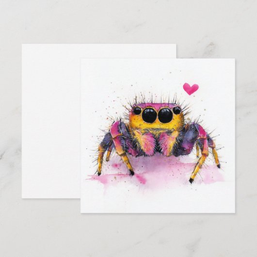 Cute Colorful Jumping Spider Greeting Card シーズンカード (正面/裏面)