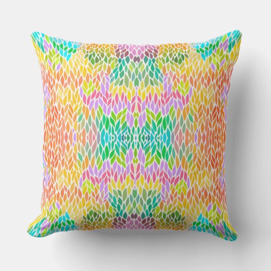 Cute colorful leaves pattern クッション (正面)