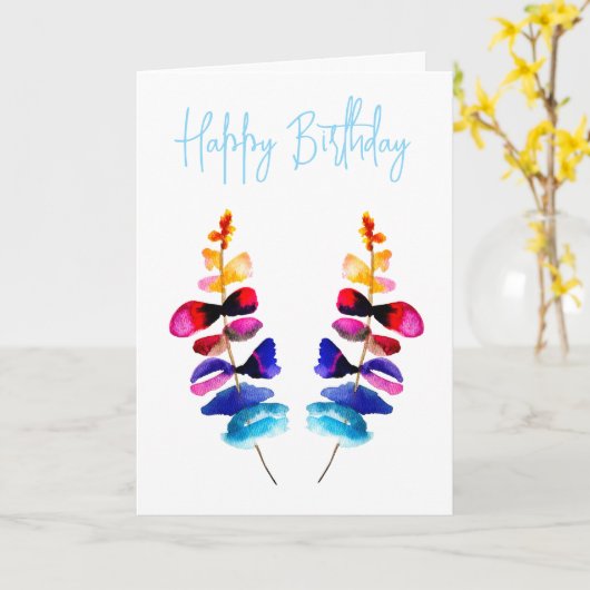 Cute colorful leaves watercolor カード (黄色い花)