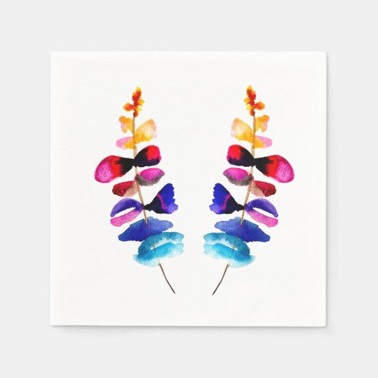 Cute colorful leaves watercolor スタンダードカクテルナプキン (正面)