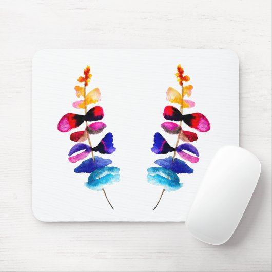 Cute colorful leaves watercolor マウスパッド (マウス)