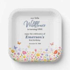 Cute Colorful Little Wildflower 1st Birthday Party ペーパープレート