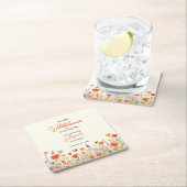 Cute Colorful Little Wildflower Bee's 1st Birthday スクエアペーパーコースター (インサイチュ)